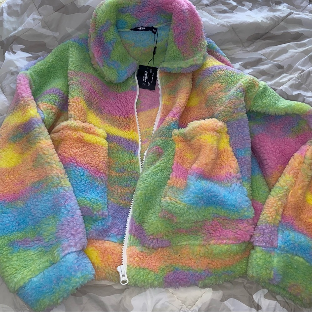 Jaded London Rainbow Fleece Jacket